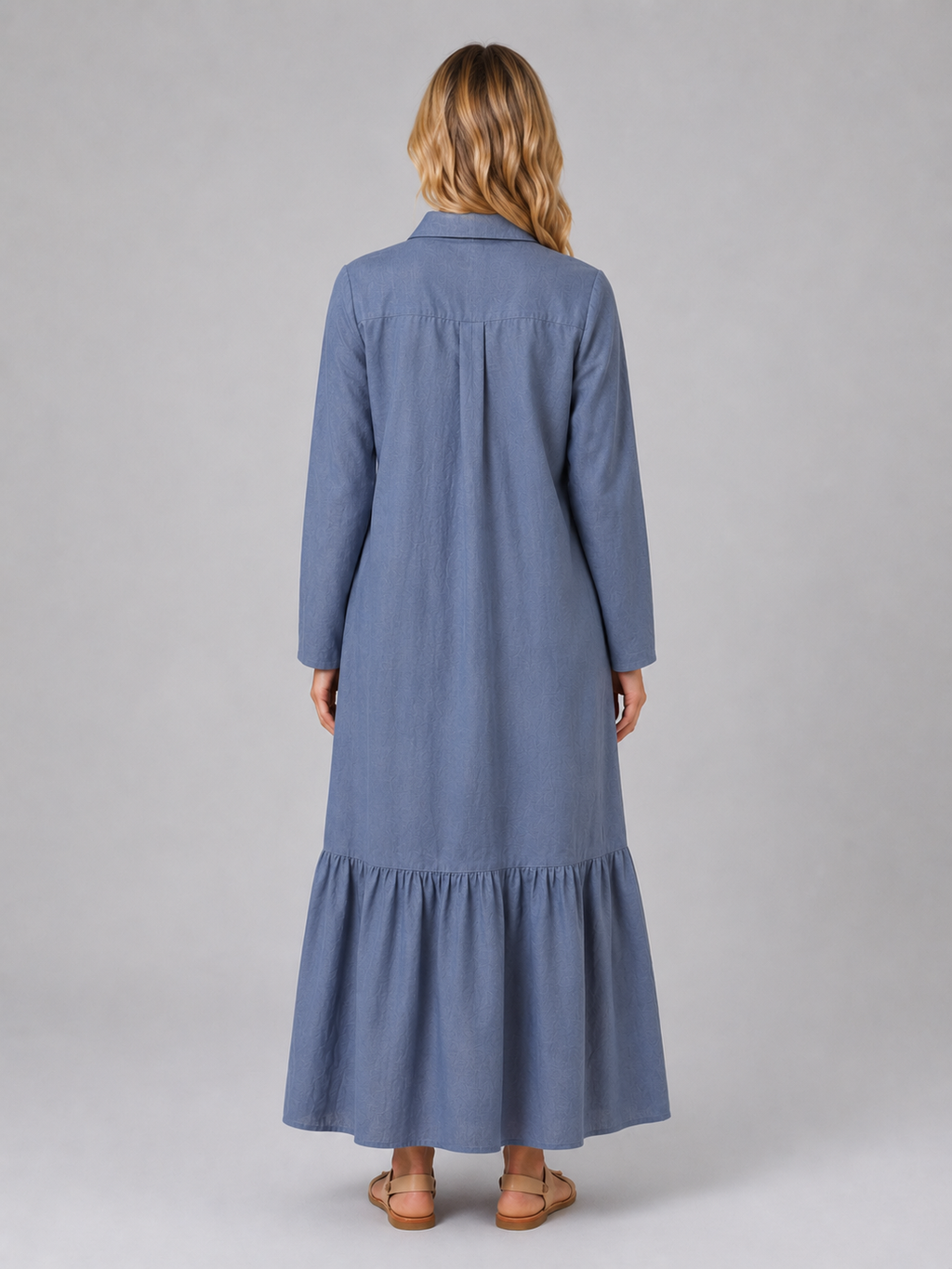 Elegant Collection | Long Sleeve Maxi Dress with Flattering Tiered Design | Lightweight Cotton Blend for Effortless Summer Style 6