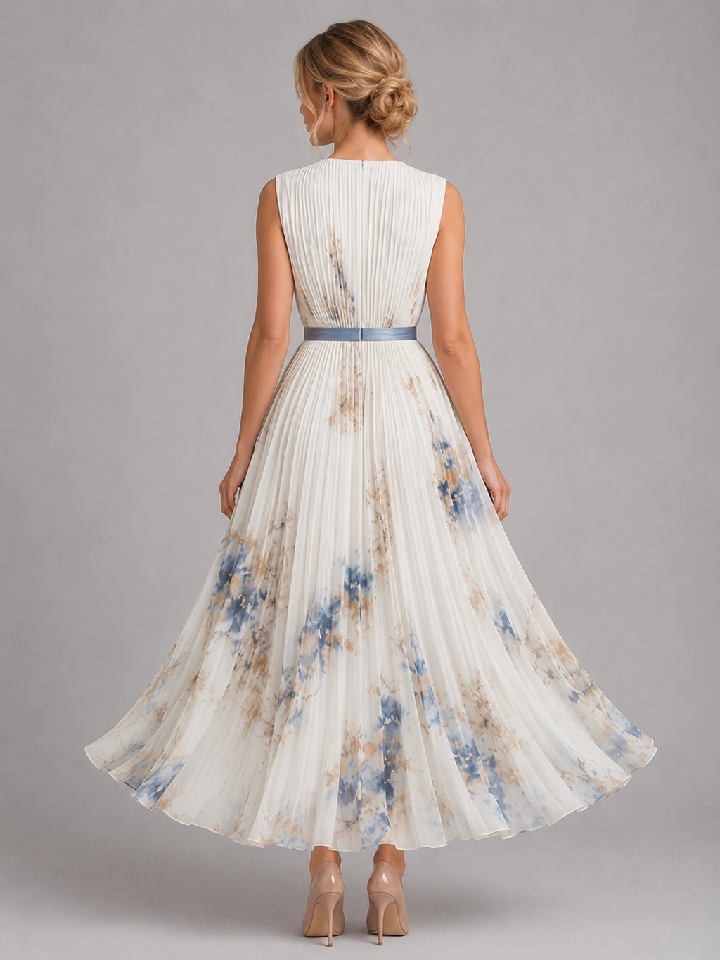 Elegant Floral Maxi Dress | Pleated A-Line Design for Effortless Style 1