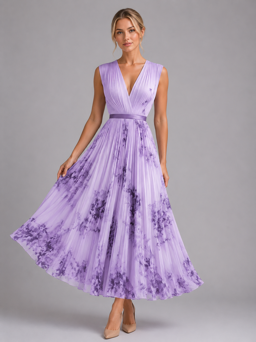 Elegant Floral Maxi Dress | Pleated A-Line Design for Effortless Style 5