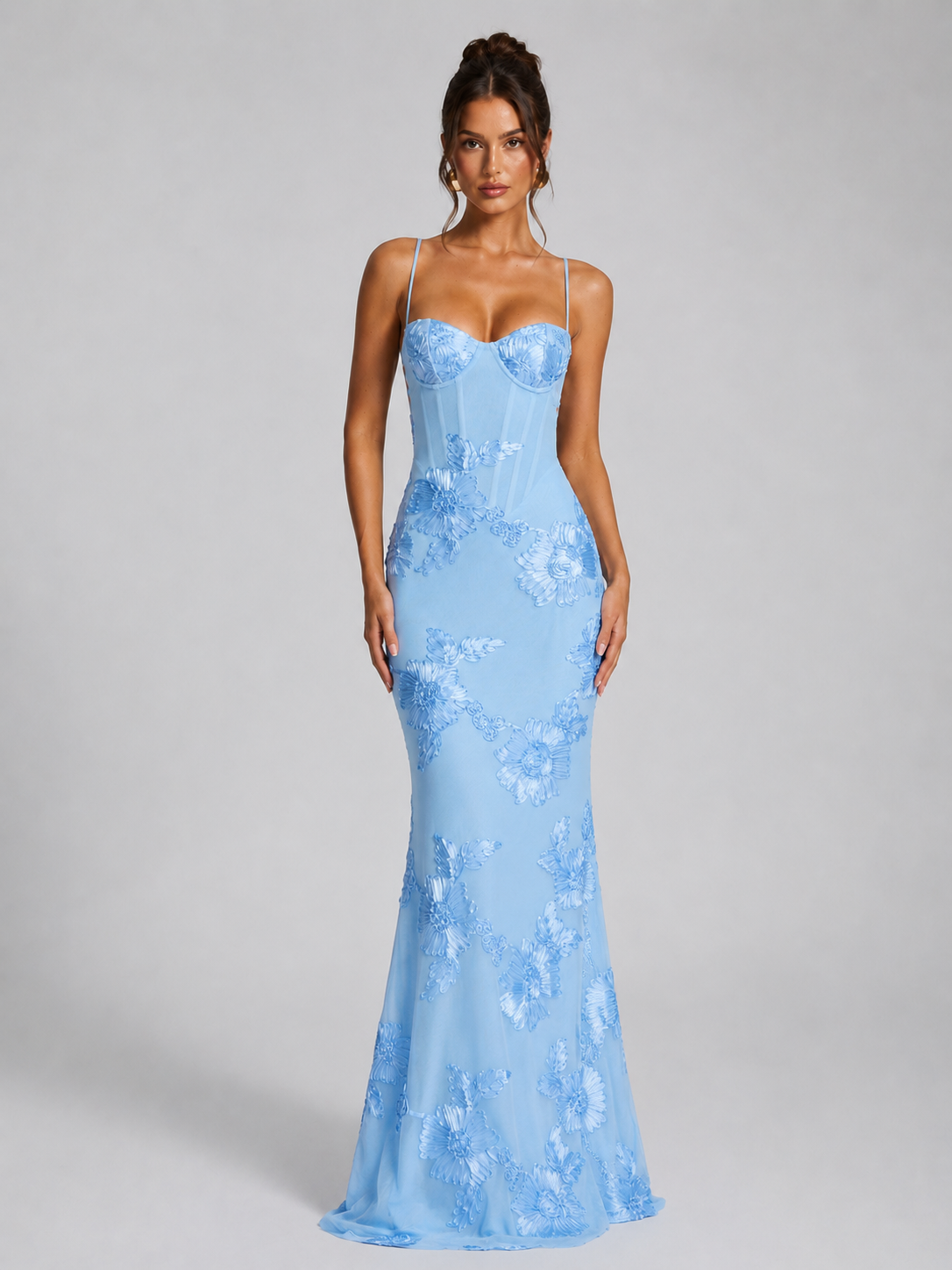 Elegant Floral Maxi Dress | Women's Dress with Corset Bodice for Timeless Style 4