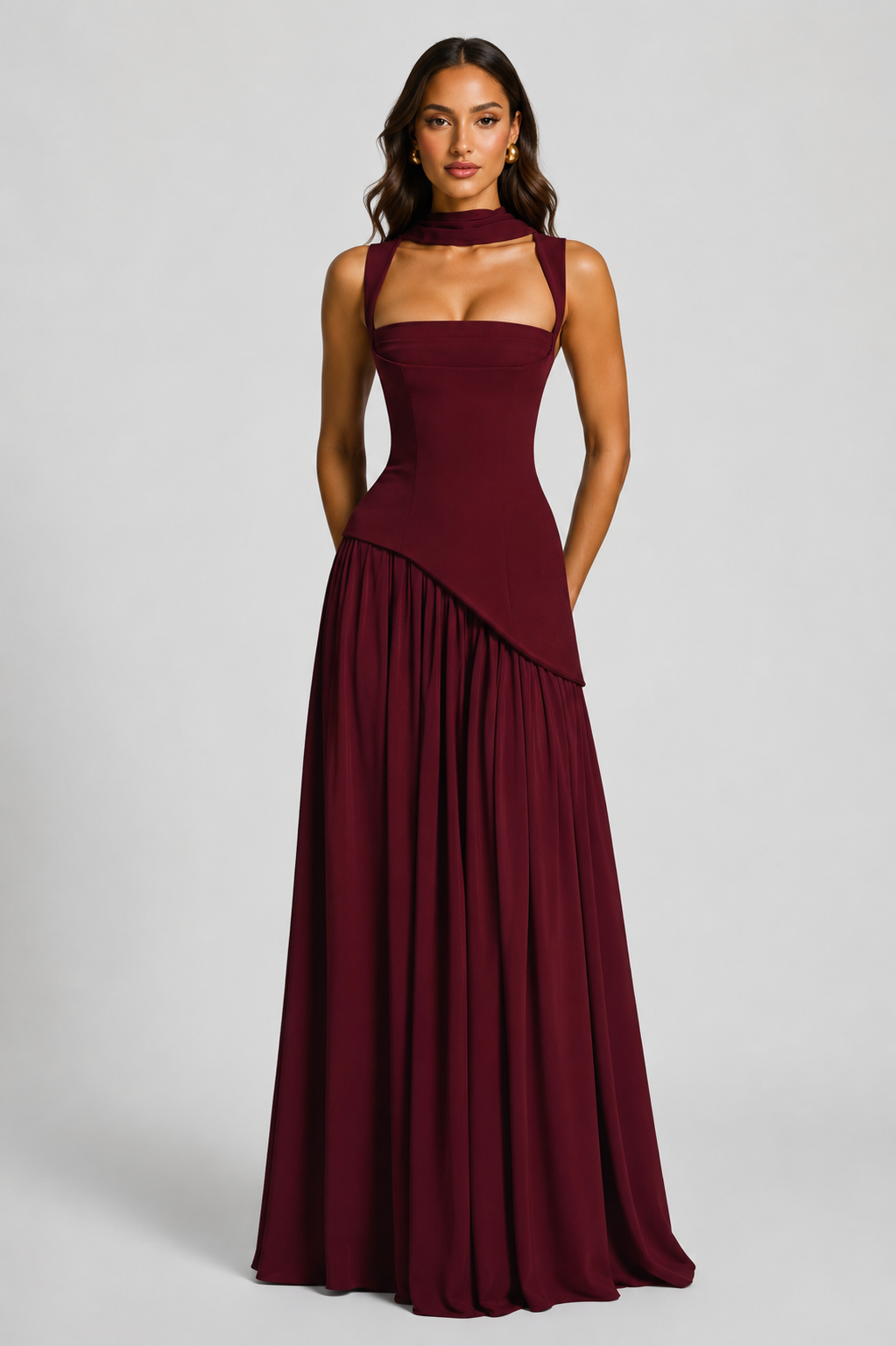 Elegant Maxi Dress | Sculpted Bodice with Asymmetric Skirt | Long Dresses for Women Perfect for Evening Events 7