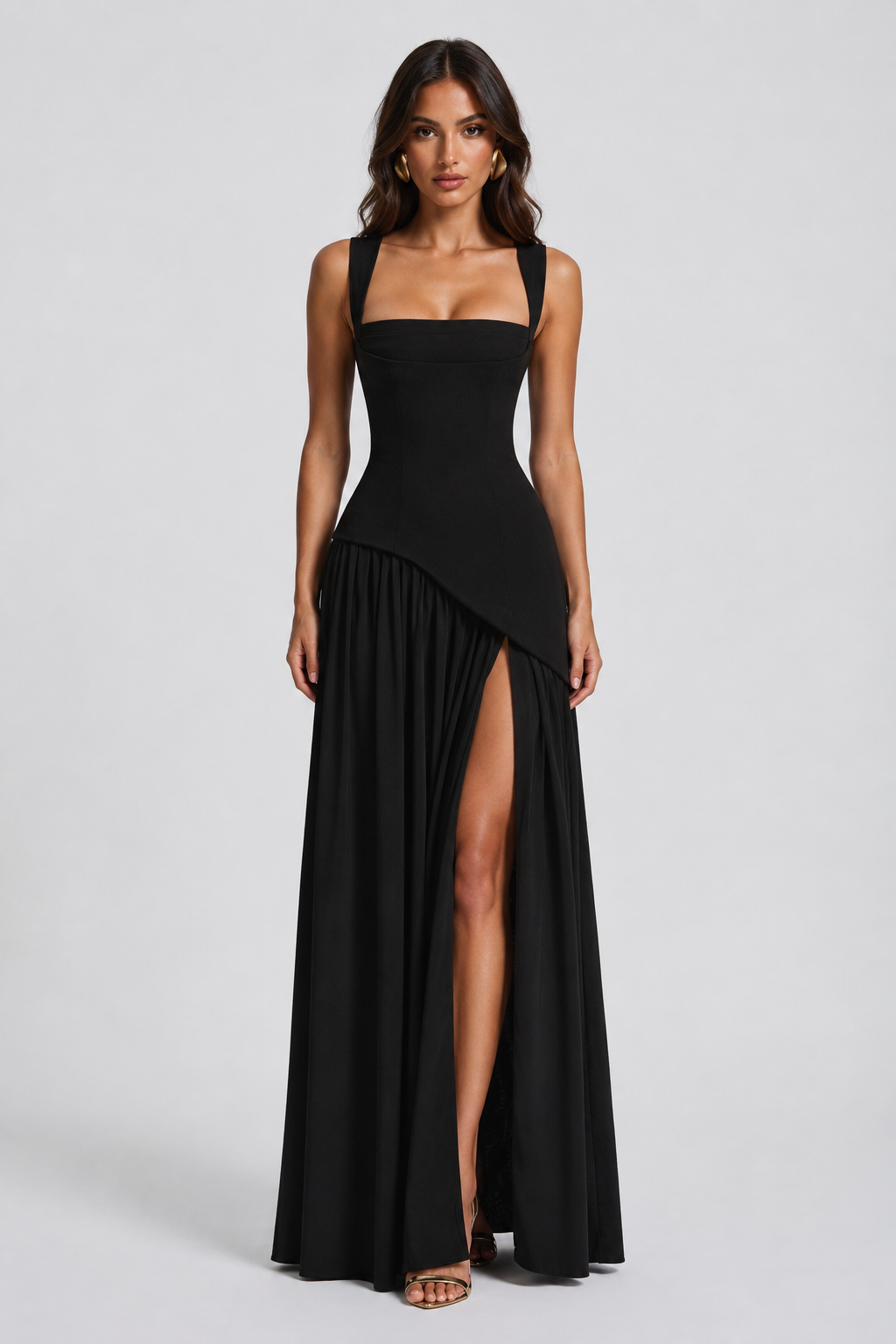 Elegant Maxi Dress | Sculpted Bodice with Asymmetric Skirt | Long Dresses for Women Perfect for Evening Events 9