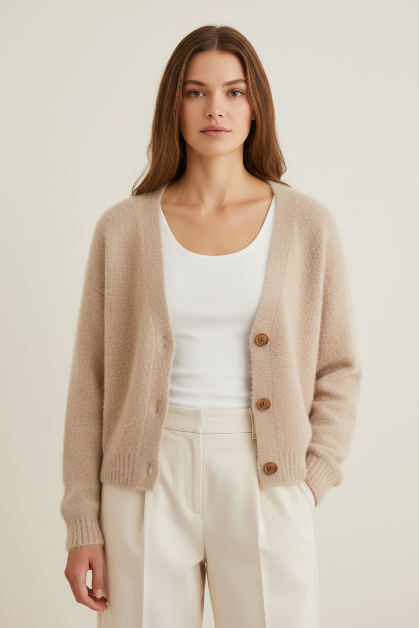 Elegant Knit | Women's Cardigan with Button Front & V-Neck Design | Versatile Layering Piece for All Seasons