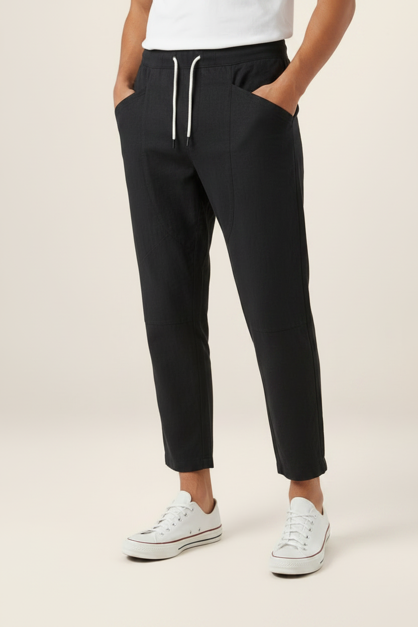 Men’s Drawstring Cropped Trousers – Relaxed Fit Summer Style