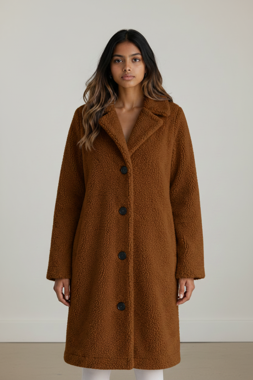 Women's Coat with Soft Teddy Fleece for Stylish Warmth