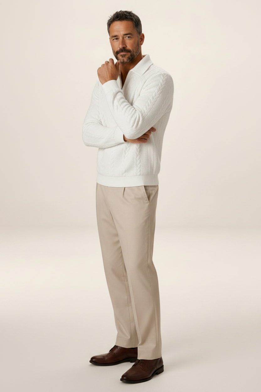 Men’s Cable Knit Quarter Zip Sweater