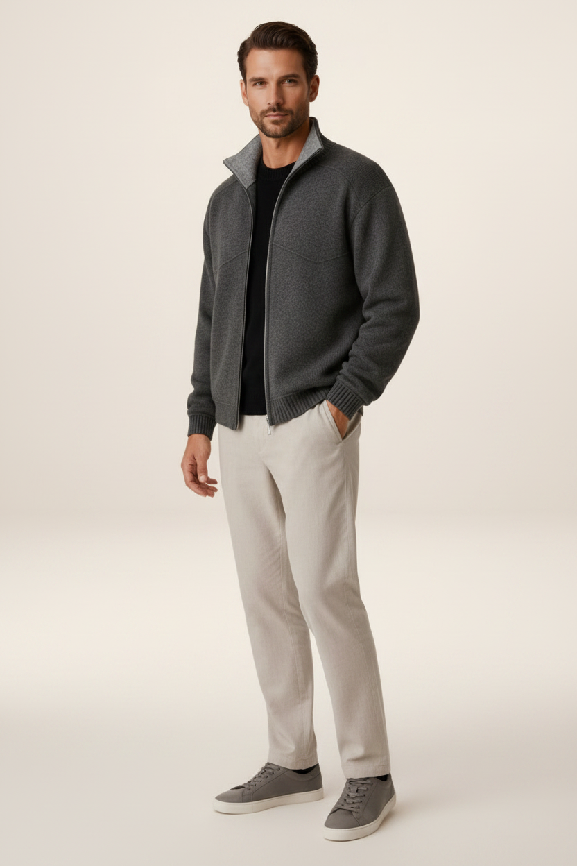 Men's Full Zip Knit Cardigan – Long Sleeve Sweater Jacket