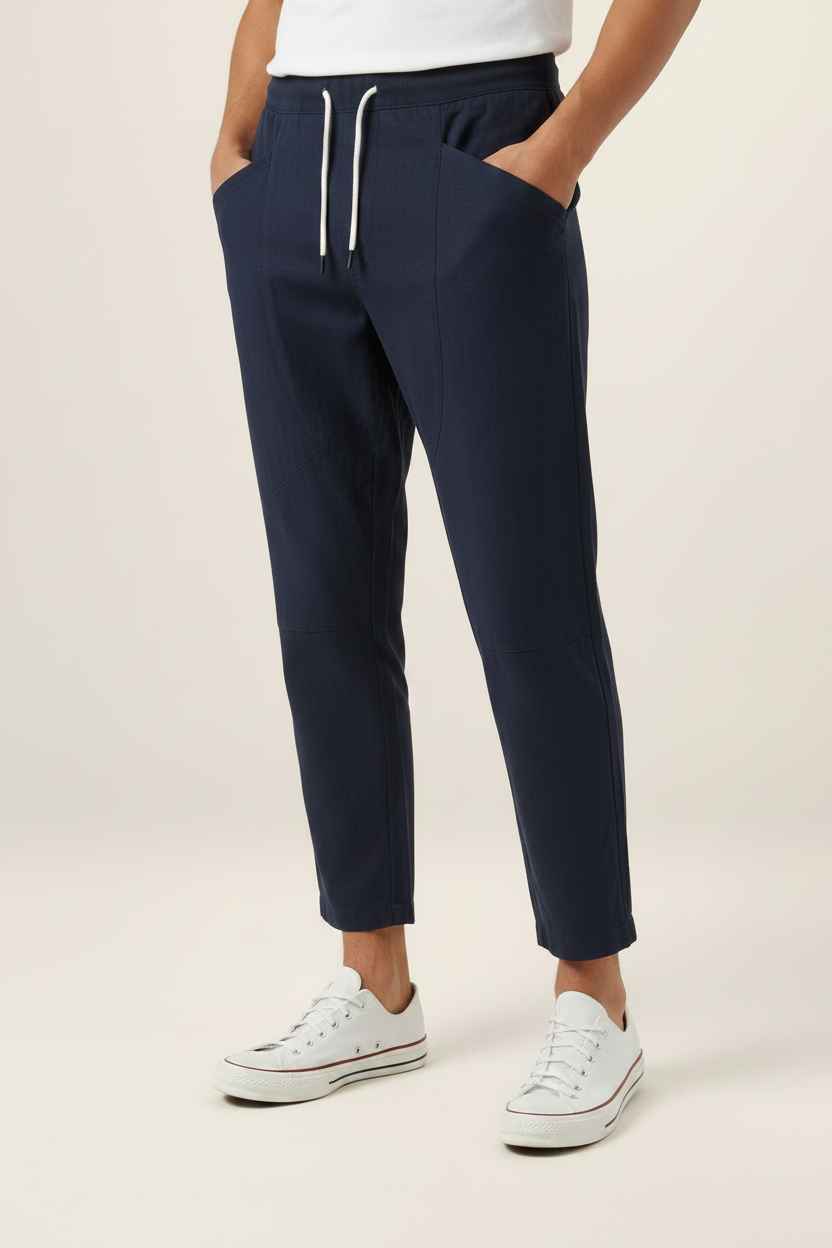 Men’s Drawstring Cropped Trousers – Relaxed Fit Summer Style