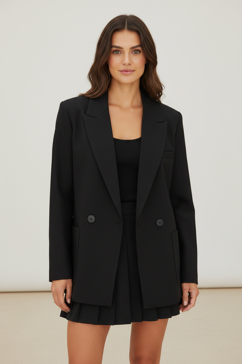 Elegant Women's Double Breasted Blazer with Oversized Fit | Versatile Tailored Jacket for Any Occasion