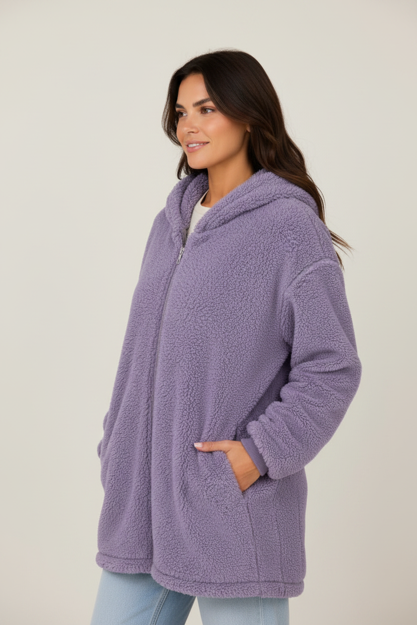 Cozy Collection | Women's Long Cardigan with Hood & Pockets | Plush Fleece for Everyday Comfort
