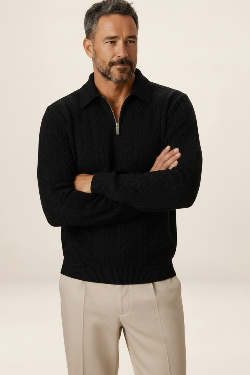 Men’s Cable Knit Quarter Zip Sweater