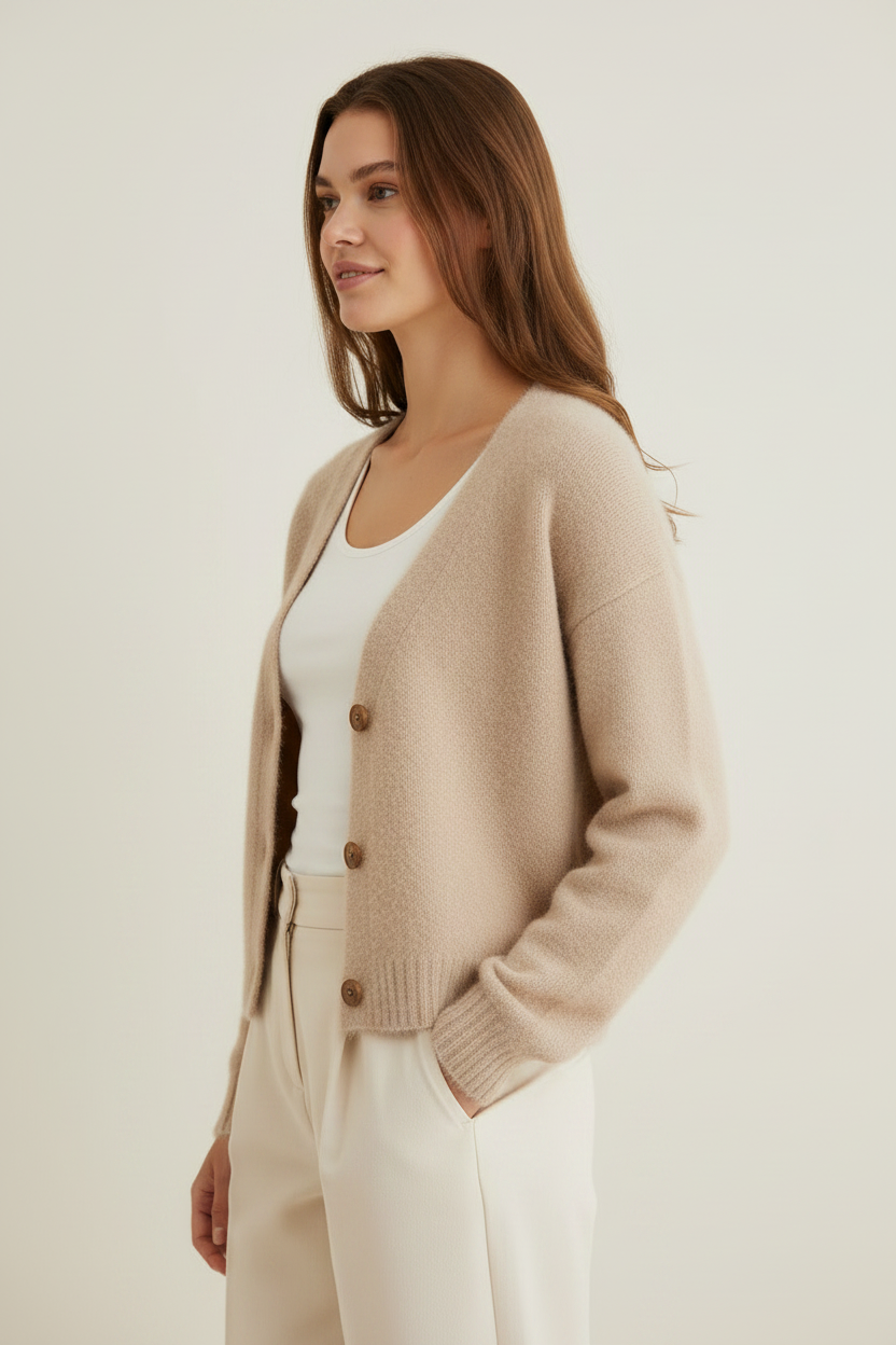 Elegant Knit | Women's Cardigan with Button Front & V-Neck Design | Versatile Layering Piece for All Seasons