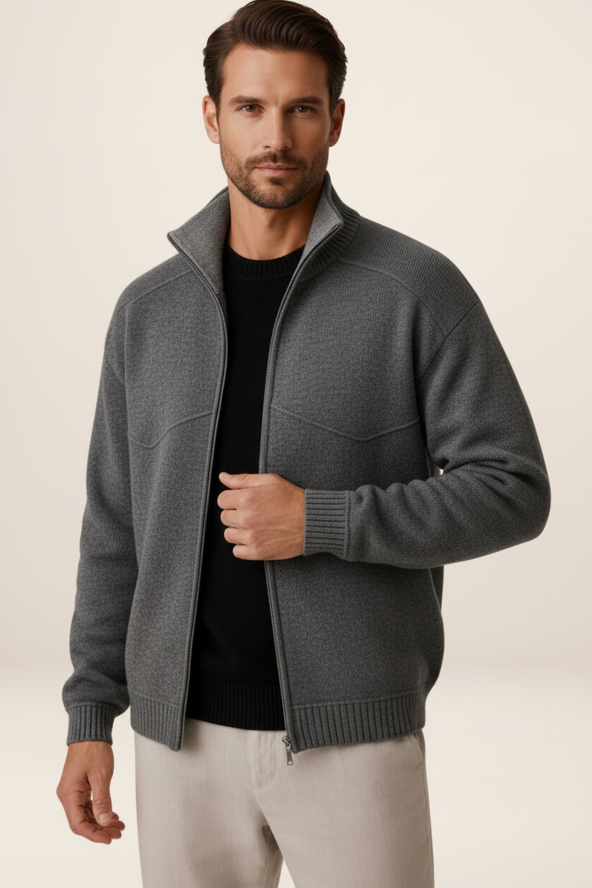 Men's Full Zip Knit Cardigan – Long Sleeve Sweater Jacket