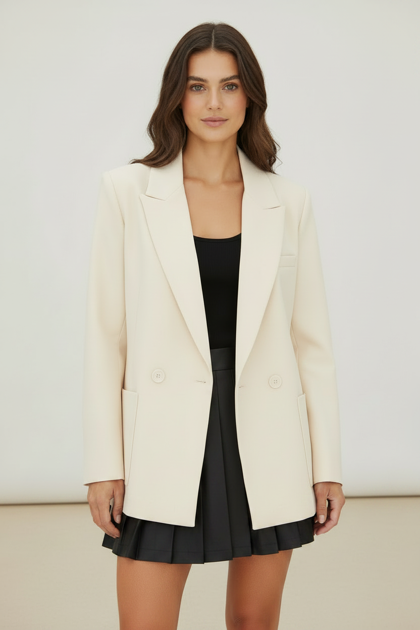 Elegant Women's Double Breasted Blazer with Oversized Fit | Versatile Tailored Jacket for Any Occasion