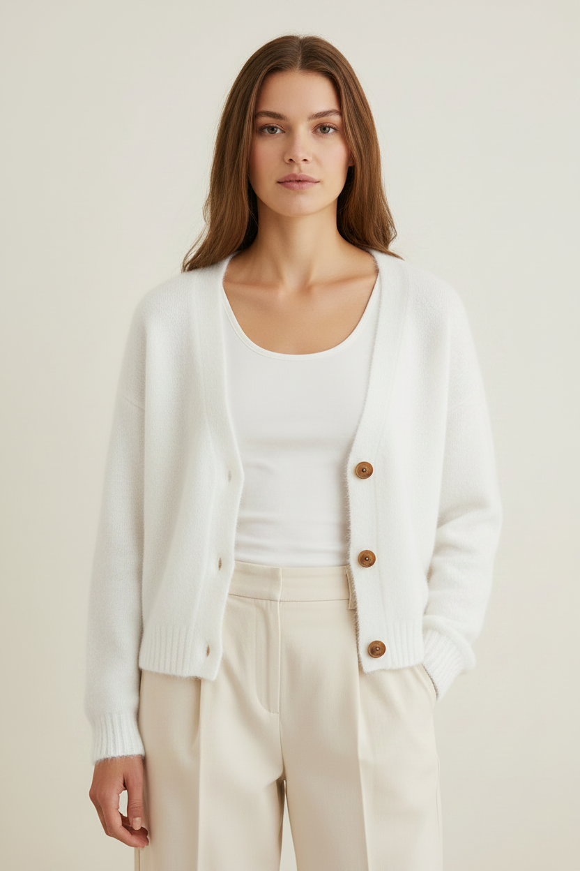 Elegant Knit | Women's Cardigan with Button Front & V-Neck Design | Versatile Layering Piece for All Seasons