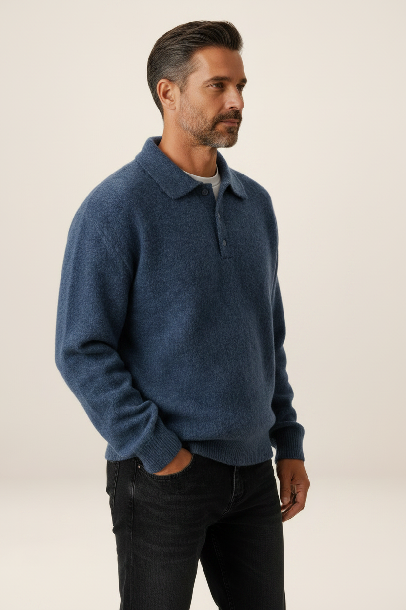 Men’s Long Sleeve Knit Polo Sweater
