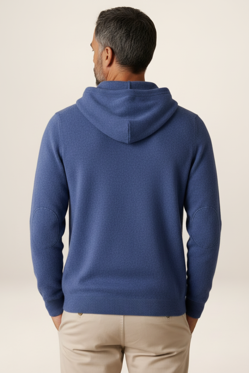 Men's Cashmere-Look Hooded Sweater - Knitted Pullover