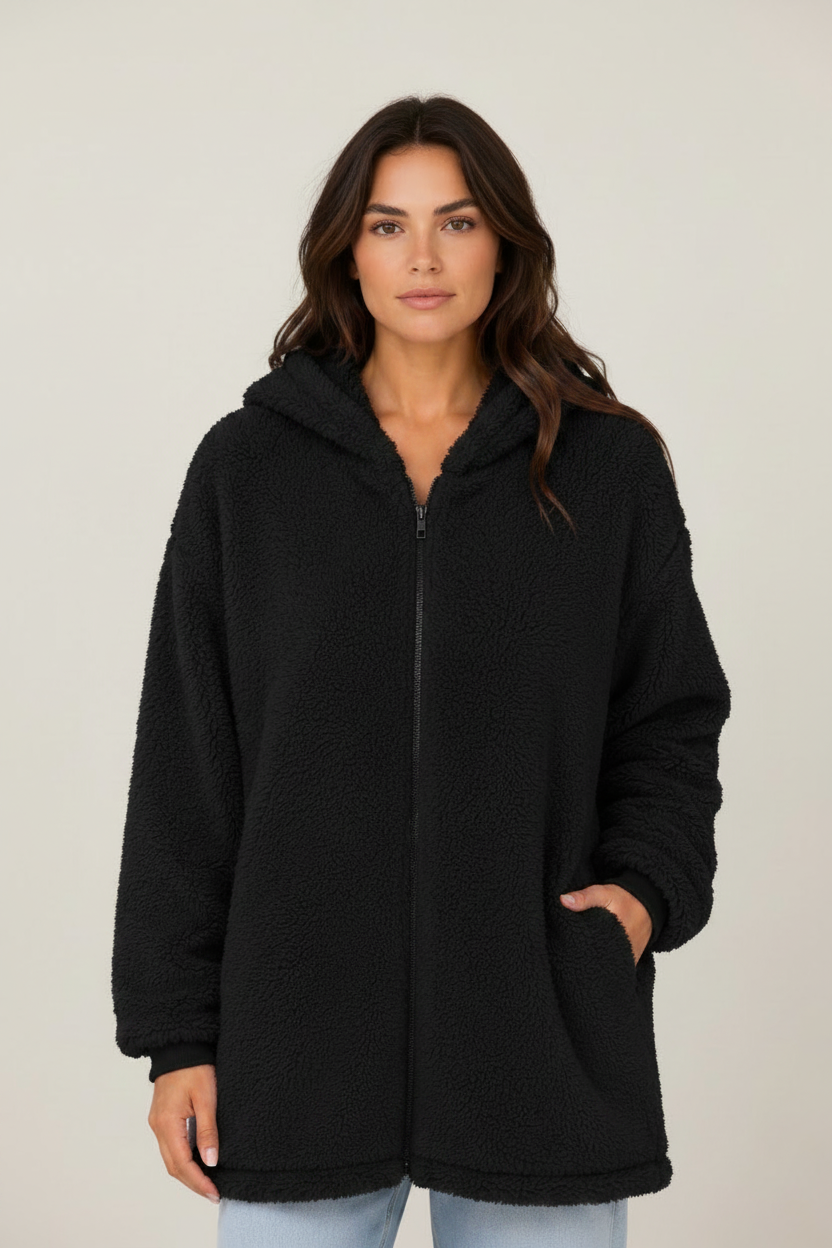 Cozy Collection | Women's Long Cardigan with Hood & Pockets | Plush Fleece for Everyday Comfort