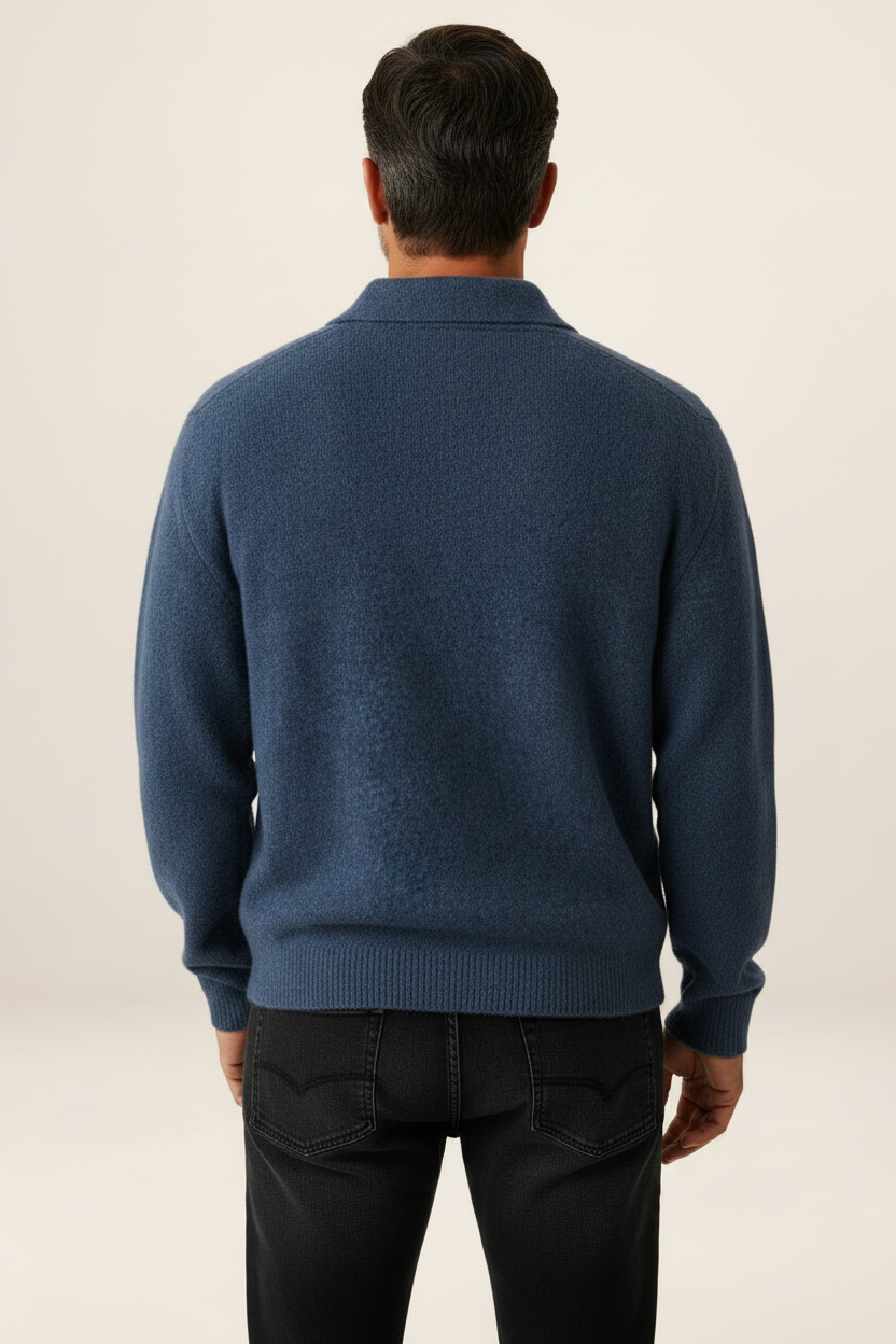 Men’s Long Sleeve Knit Polo Sweater