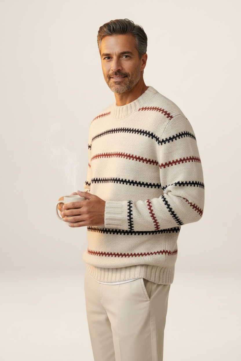Men's Striped Knit Crewneck Sweater