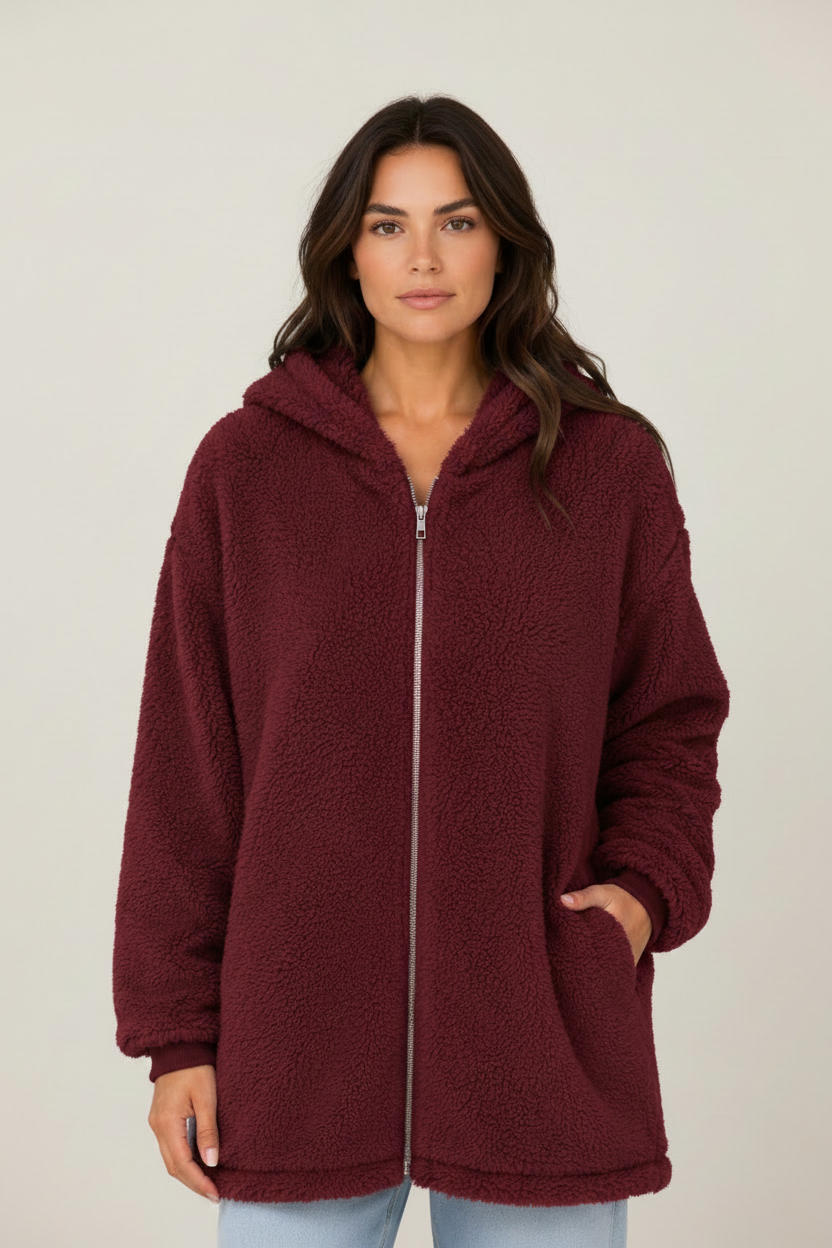 Cozy Collection | Women's Long Cardigan with Hood & Pockets | Plush Fleece for Everyday Comfort