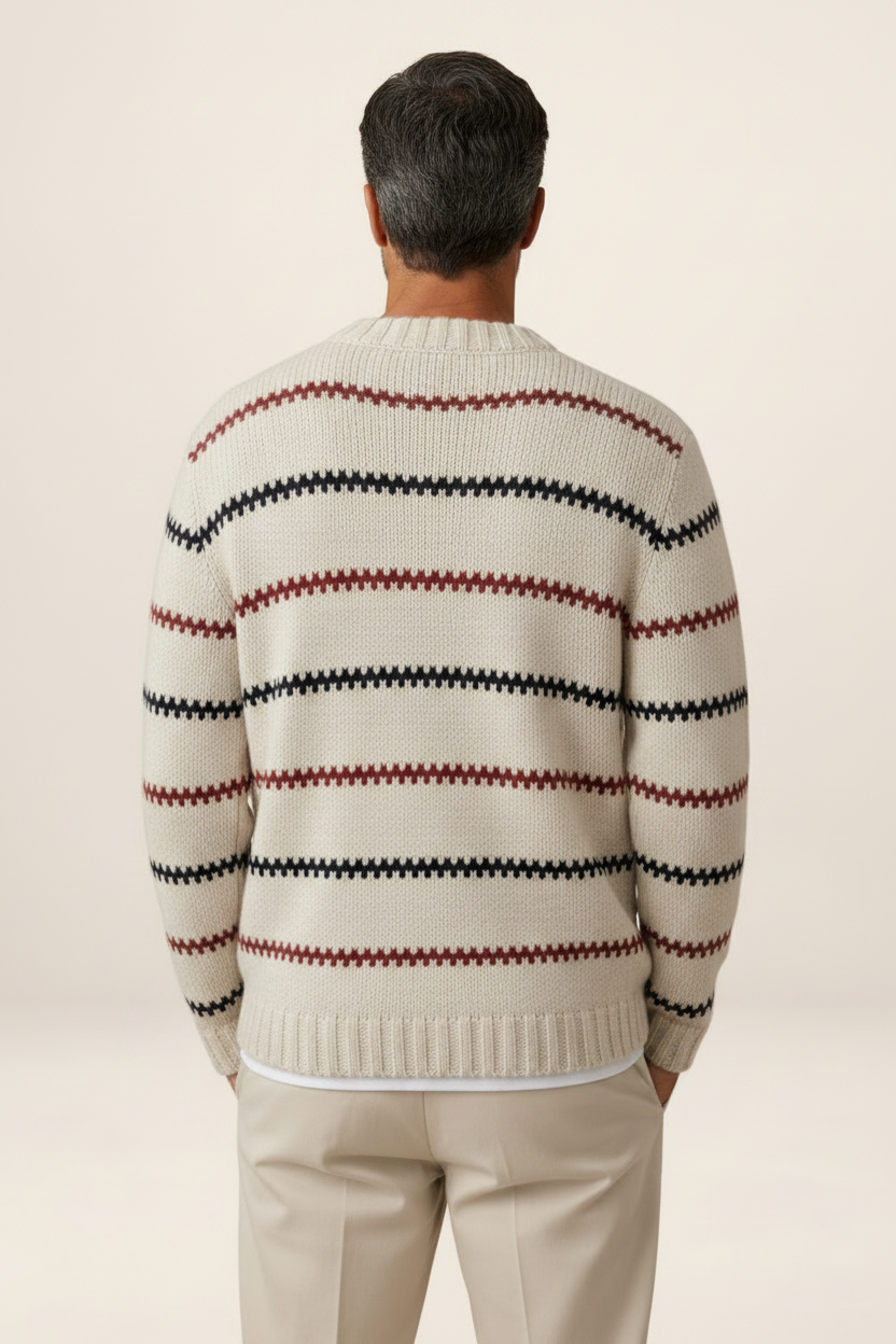 Men's Striped Knit Crewneck Sweater