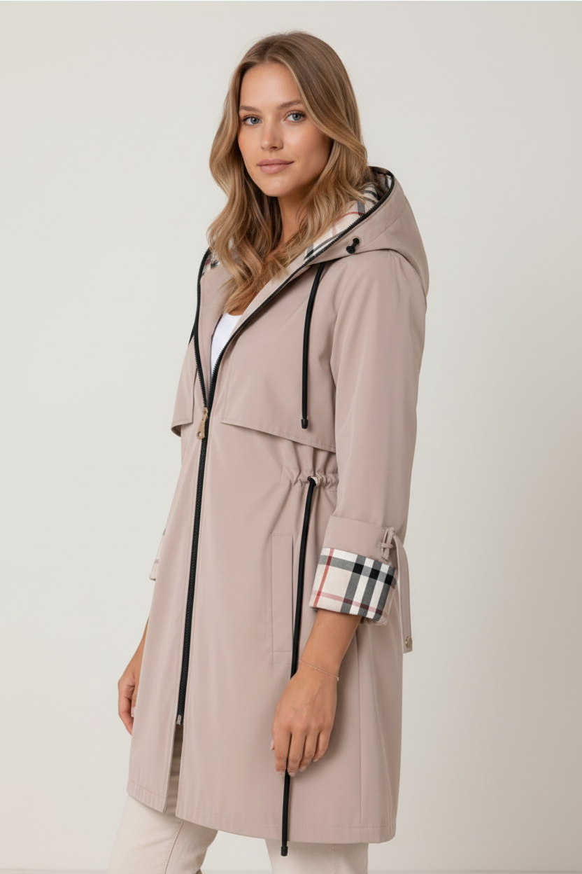 Stylish Women's Hooded Long Jacket with Adjustable Waist for Comfort