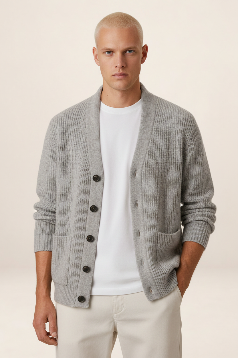 Men's Shawl Collar Cardigan - Knit Cardigan
