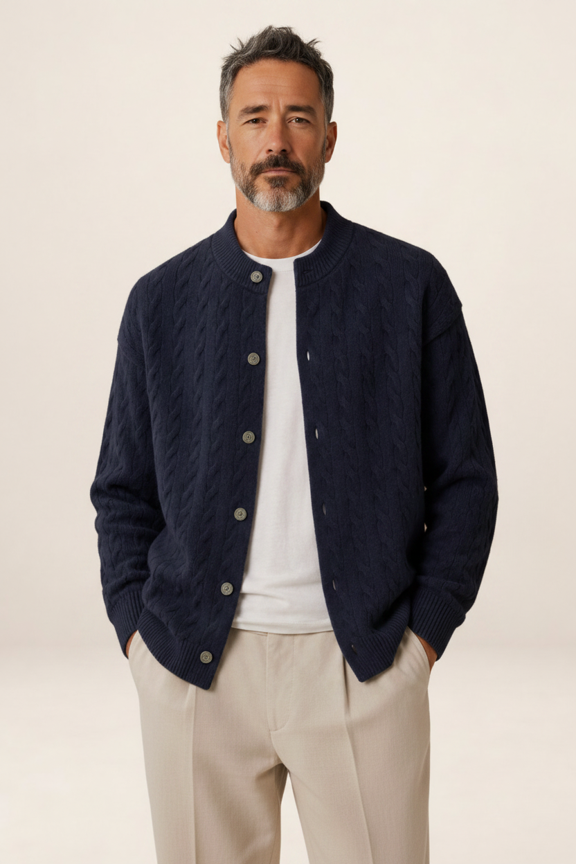 Men's Cable Knit Cardigan - Button Front Sweater