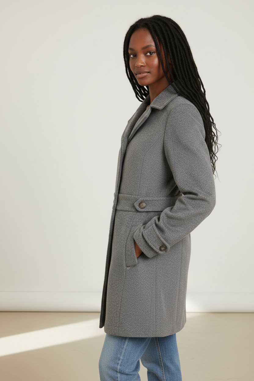 Elegant Women's Tailored Longline Coat with Classic Collared Neckline | Versatile Jacket for Everyday Style