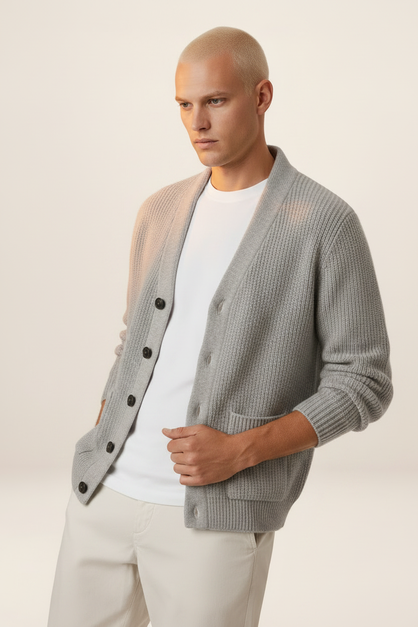 Men's Shawl Collar Cardigan - Knit Cardigan