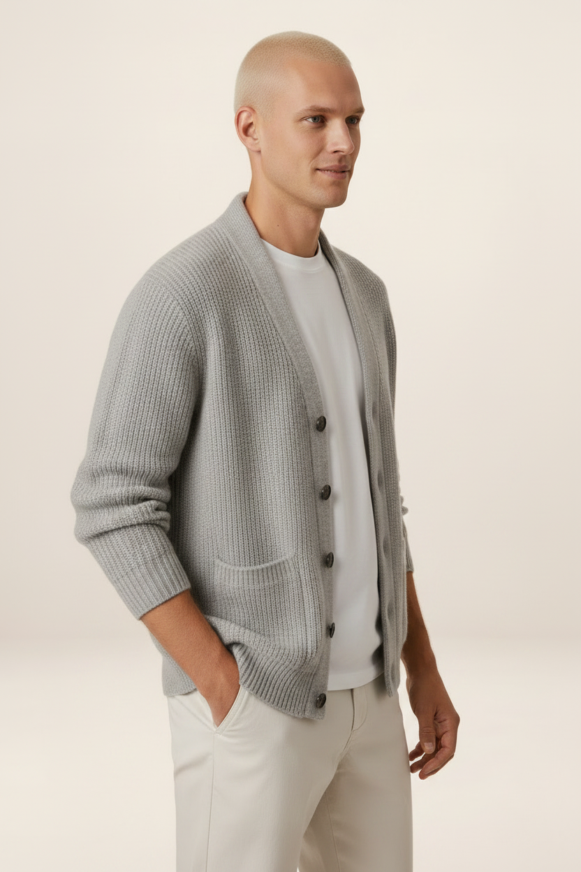 Men's Shawl Collar Cardigan - Knit Cardigan