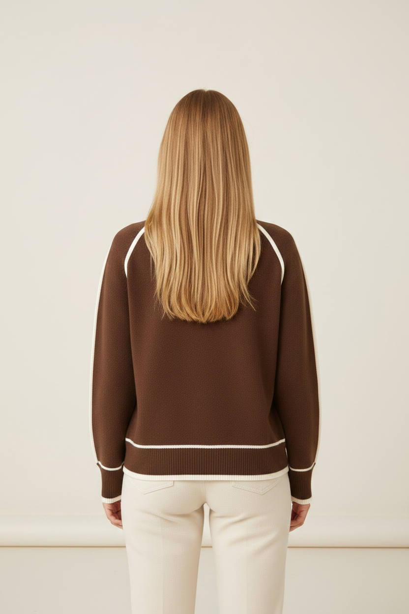 Cozy Knitwear | Women's Jumper with Roll Neck & Contrast Trim | Relaxed Fit for Effortless Cold-Weather Styling