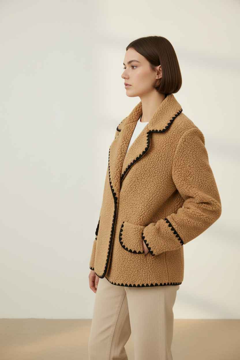 Cozy Collection | Women's Teddy Fleece Jacket with Button Front | Stylish Layering for Autumn and Winter