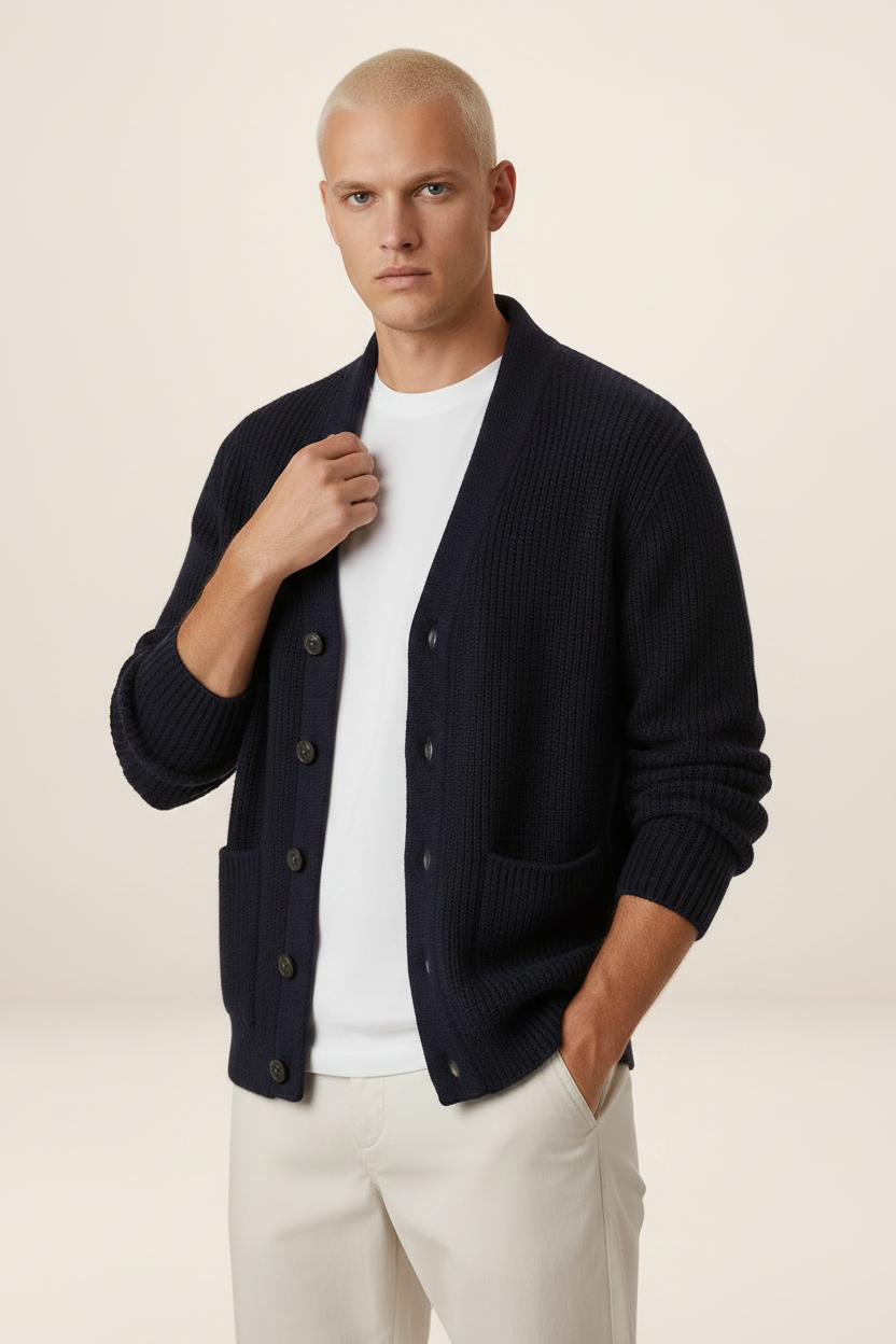 Men's Shawl Collar Cardigan - Knit Cardigan
