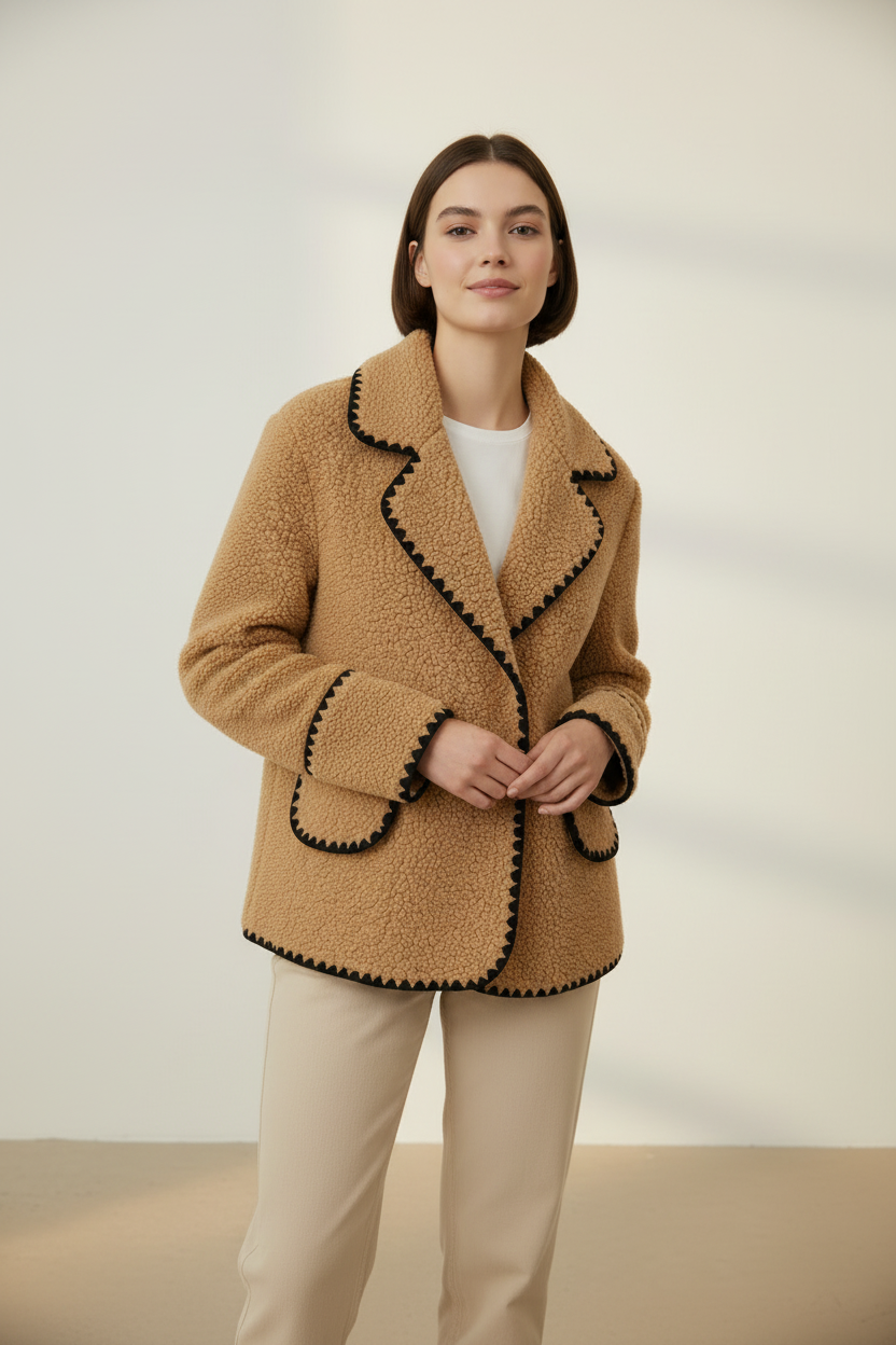 Cozy Collection | Women's Teddy Fleece Jacket with Button Front | Stylish Layering for Autumn and Winter