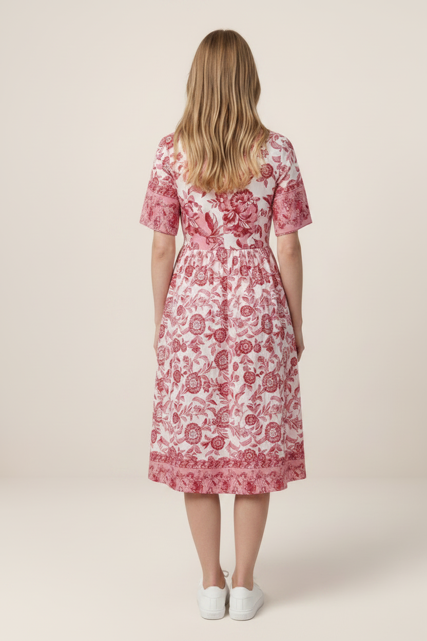 Floral Dress | Women's Dress with V-Neck Design | Relaxed Fit for Effortless Summer Elegance