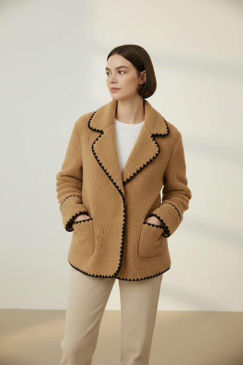 Cozy Collection | Women's Teddy Fleece Jacket with Button Front | Stylish Layering for Autumn and Winter