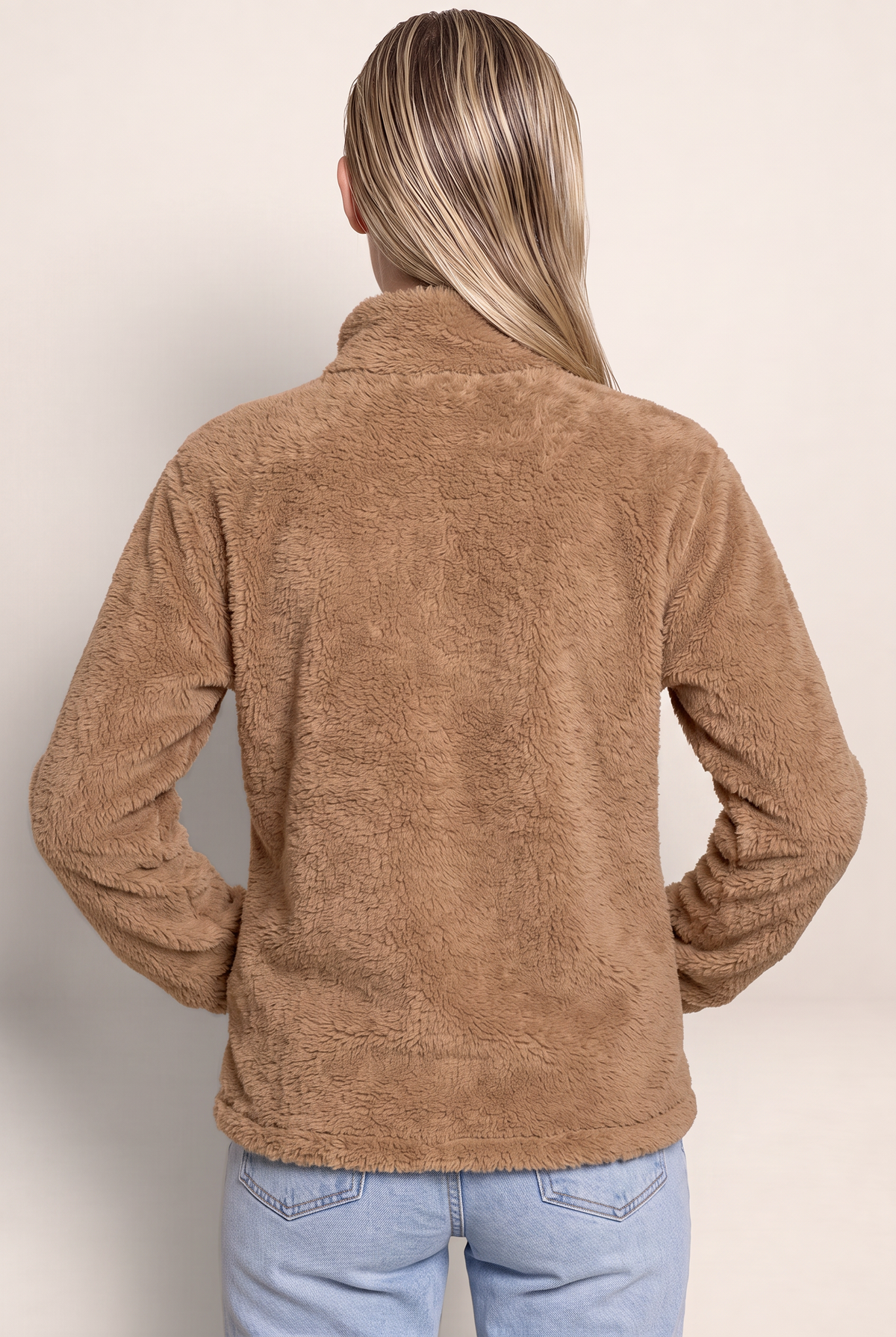 Women’s Teddy Fleece Zip-Up Jacket – Soft High Neck Jumper