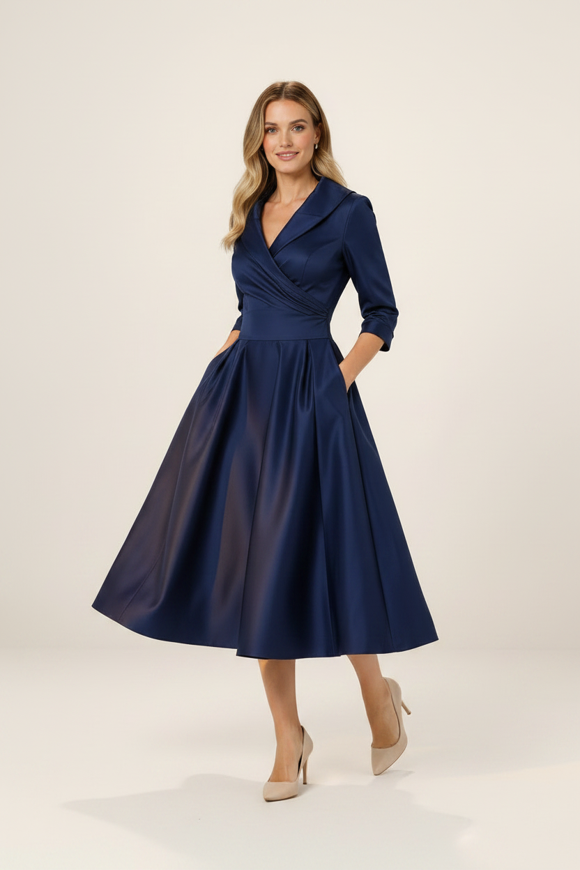 Elegant Wrap Midi Dress | Satin Feel Fabric with Flattering Silhouette for Effortless Style