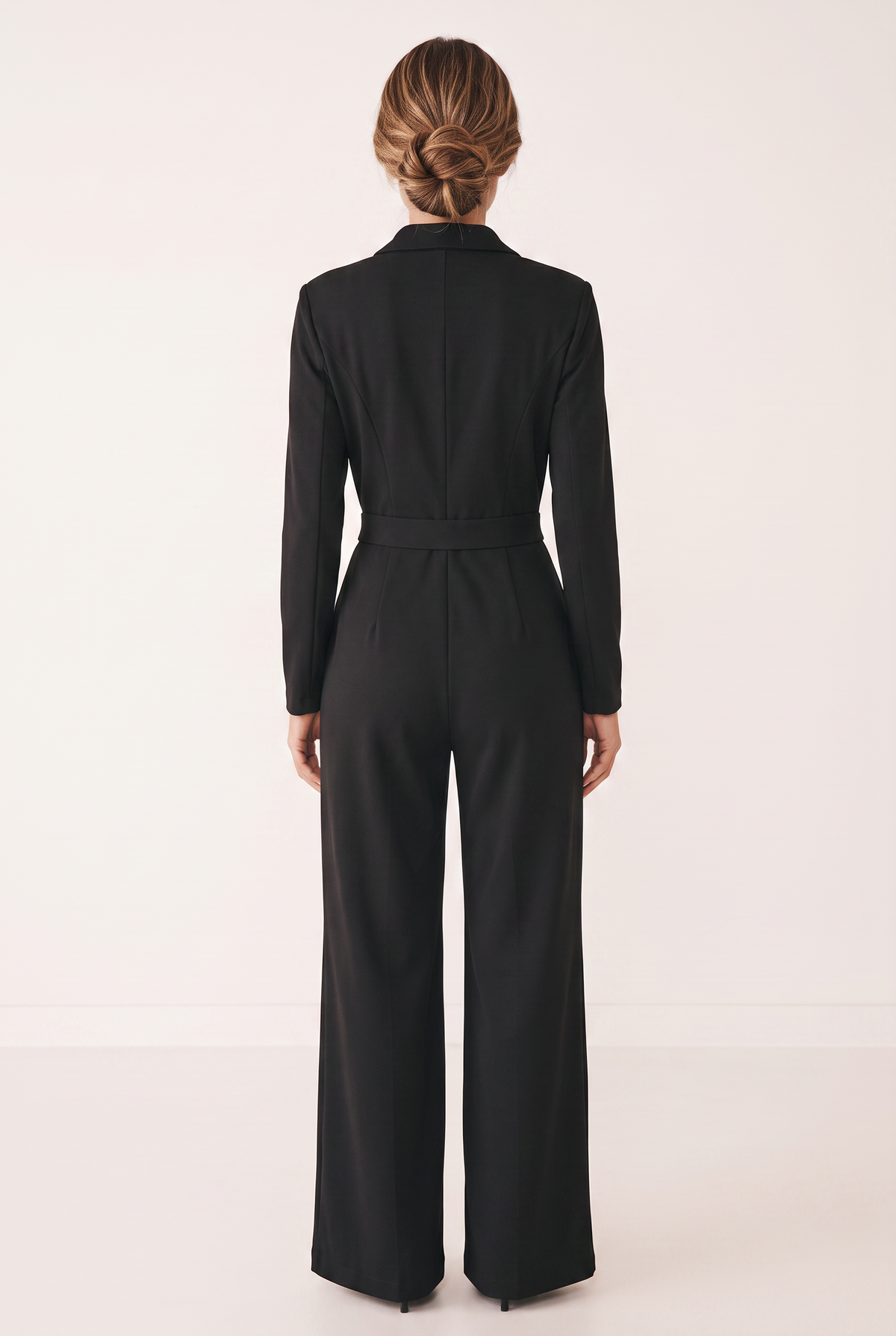 Elegant Women's Jumpsuit | Black Wide Leg Design with Tailored Wrap Front for Flattering Silhouette