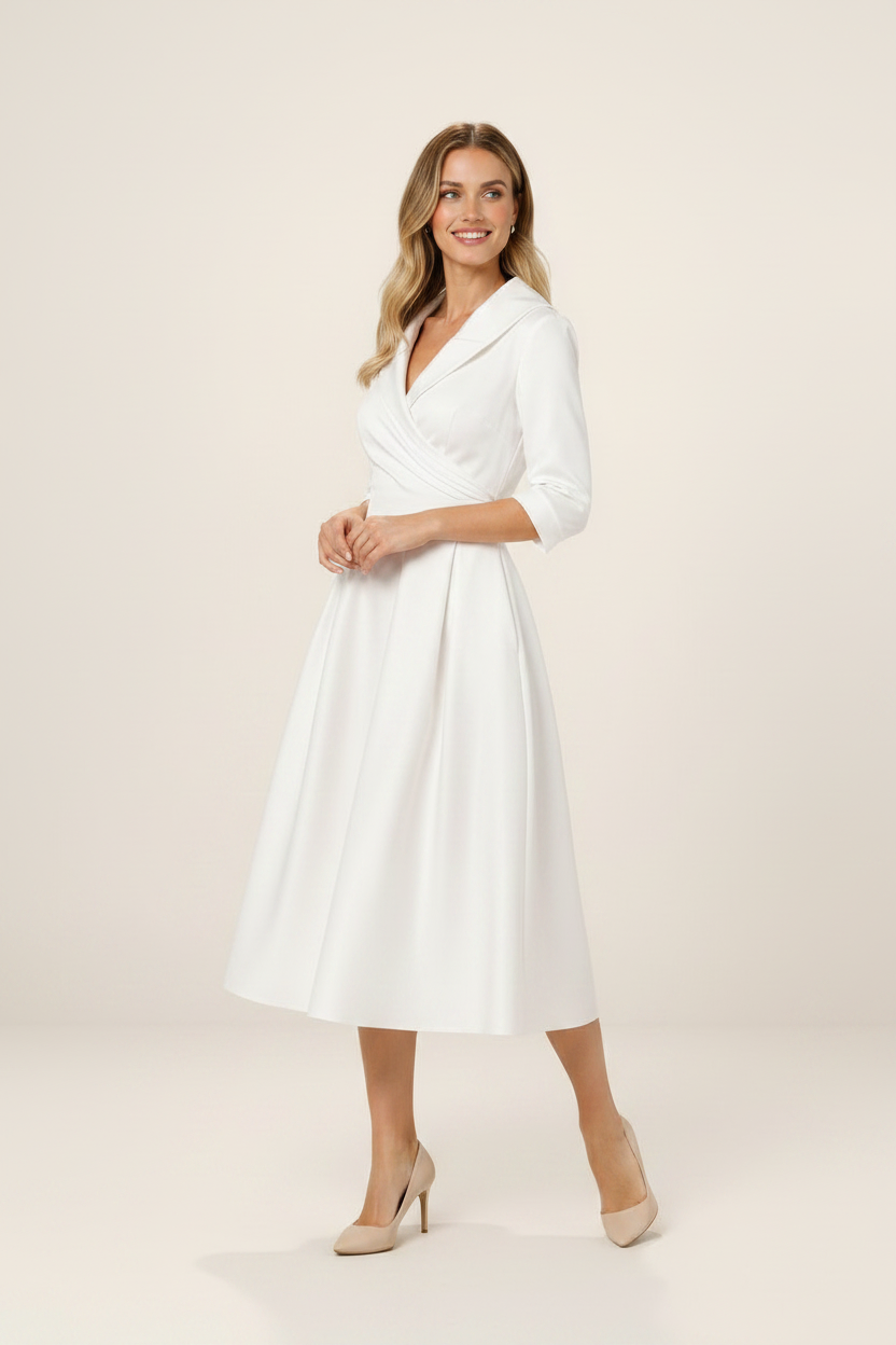 Elegant Wrap Midi Dress | Satin Feel Fabric with Flattering Silhouette for Effortless Style
