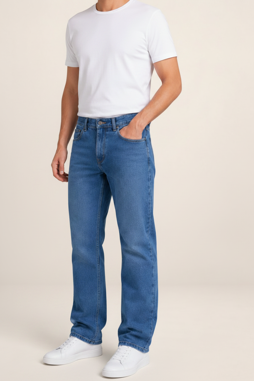 Men's Straight Leg Jeans – Classic Regular Fit Denim Trousers