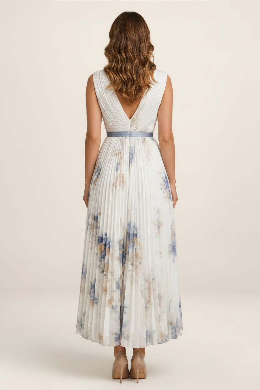 Elegant Floral Maxi Dress | Pleated A-Line Design for Effortless Style
