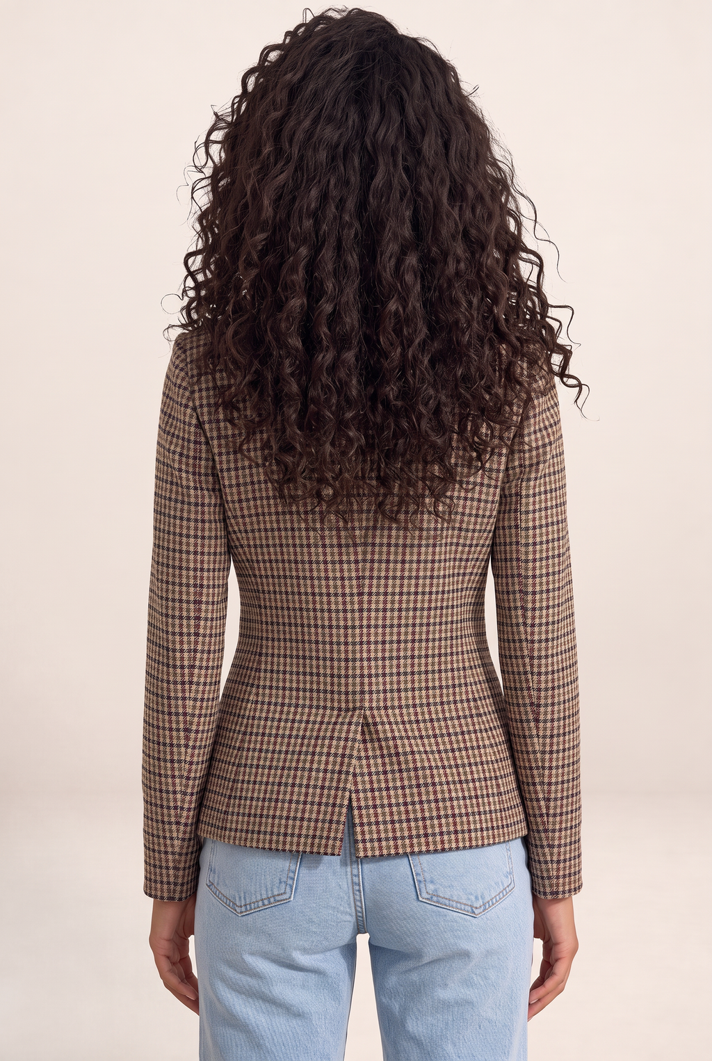 Women's Checked Double Breasted Blazer – Tailored Smart Jacket