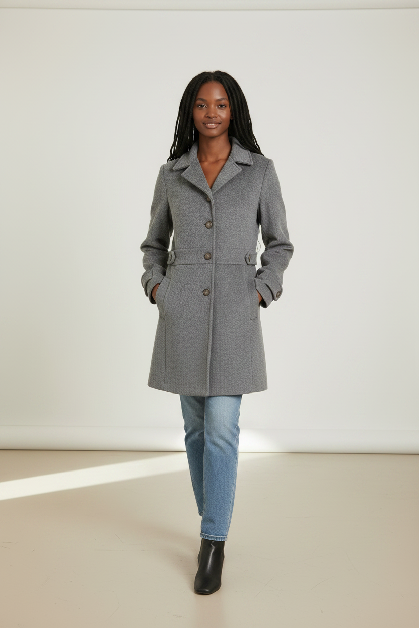 Elegant Women's Tailored Longline Coat with Classic Collared Neckline | Versatile Jacket for Everyday Style