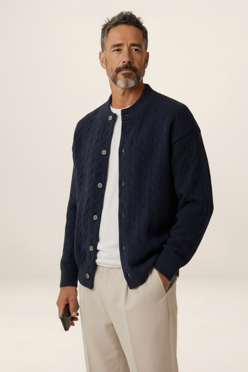 Men's Cable Knit Cardigan - Button Front Sweater