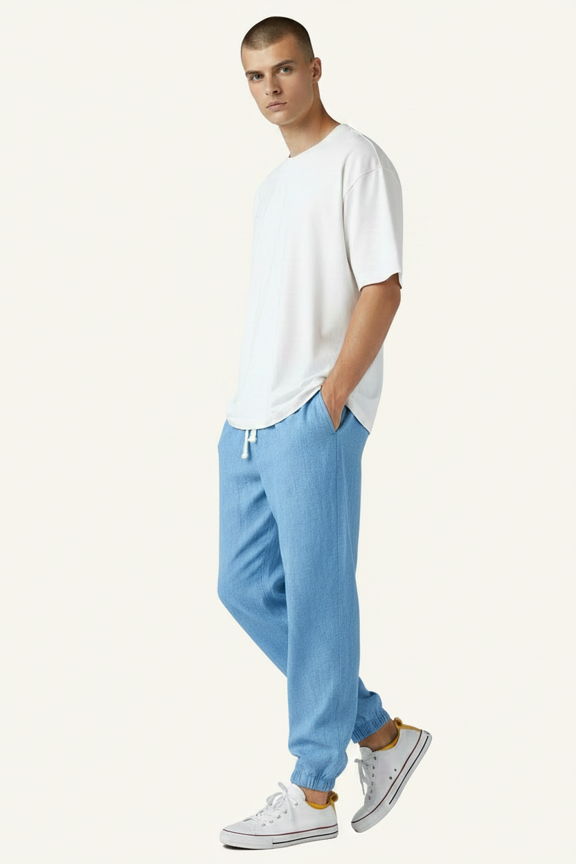 Men’s Relaxed Fit Linen Style Trousers – Summer Comfort Style