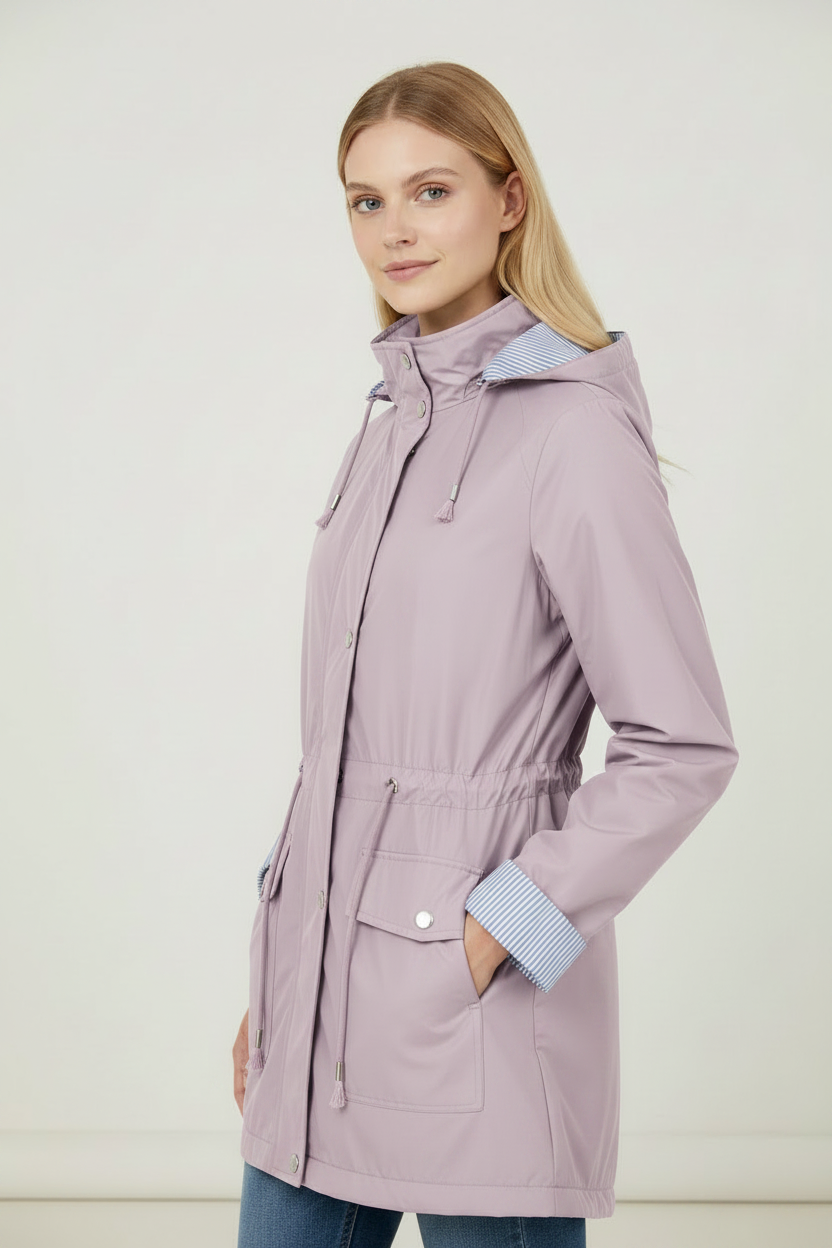 Everyday Essentials | Women's Waterproof Jacket with Adjustable Waist | Lightweight Rain Coat for Reliable Protection