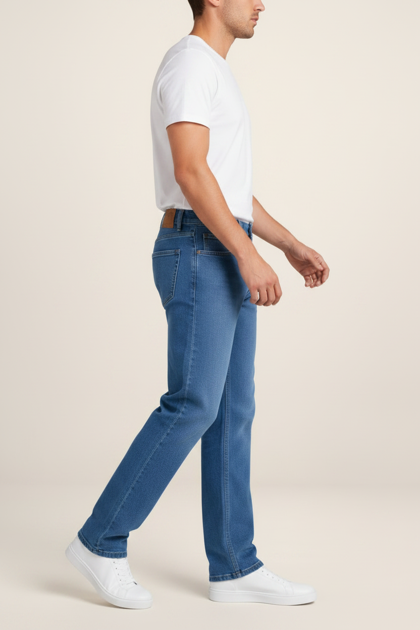 Men's Straight Leg Jeans – Classic Regular Fit Denim Trousers